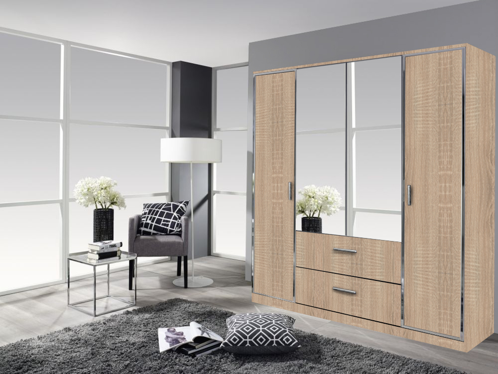 4 Door Robe (Oak / Grey) 