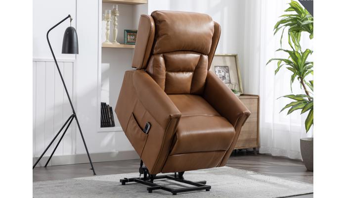 Dual Motor Riser Chair In Either Burgundy Or Camel Leather