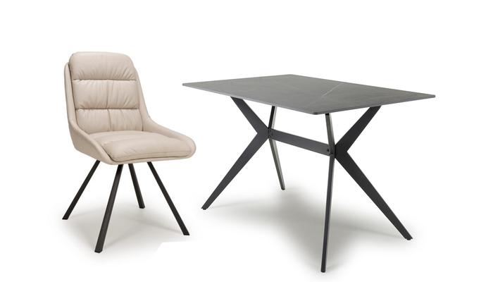 1.2m Grey Table With 4 Arnhem Cream Chairs
