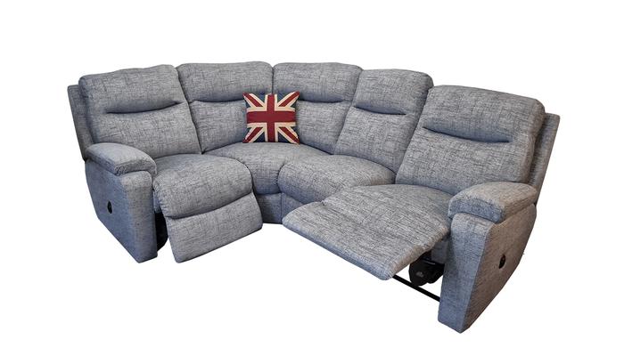 Corner Sofa Including 2 Power Recliners in Northwood Ocean Fabric